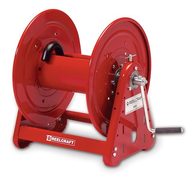   Bevel Geared CrankRewind Hose Reel: 1" I.D., 135' hose capacity, less hose, 3000 PSI