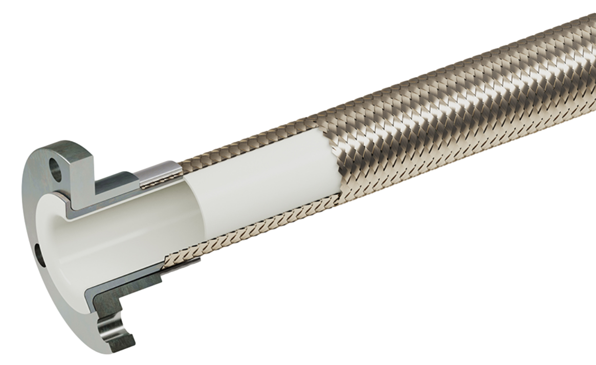 CRANE RESISTOFLEX® SBTF-W Natural PTFE Lined Hose w/ Flared Thru Fittings