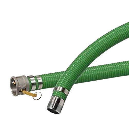 Green PVC Cam Lock Suction Hose W/ ALUMINUM PART C X MALE NPT BANDED